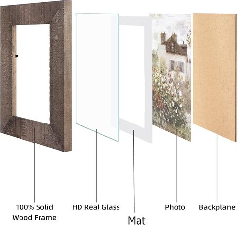 4x6 Wood Picture Frame Rustic Photo Frame Real Glass for Wall and Tabletop Black- 2 Pack in Kuwait