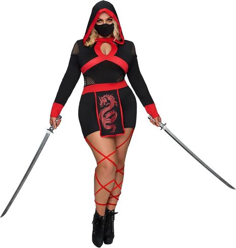 Spooktacular Creations Ninja Costume Women, Halloween Ninja Costume Adult with Mask for Halloween Dress Up Party Cosplay in Saudi Arabia