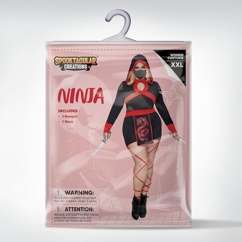 Spooktacular Creations Ninja Costume Women, Halloween Ninja Costume Adult with Mask for Halloween Dress Up Party Cosplay in Saudi Arabia