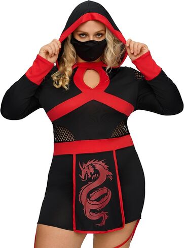 Spooktacular Creations Ninja Costume Women, Halloween Ninja Costume Adult with Mask for Halloween Dress Up Party Cosplay in Saudi Arabia