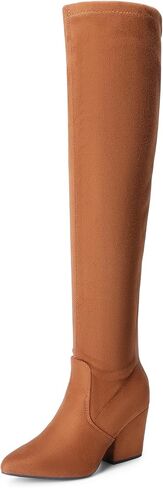 DREAM PAIRS Women's Pointed Toe Thigh High Over the Knee Boots Tall Chunky Blocked Heel Fall Long Fashion Sexy Boots in Saudi Arabia