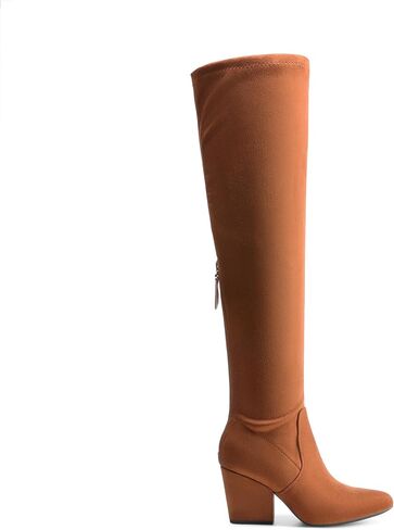 DREAM PAIRS Women's Pointed Toe Thigh High Over the Knee Boots Tall Chunky Blocked Heel Fall Long Fashion Sexy Boots in Saudi Arabia