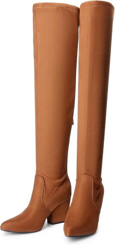 DREAM PAIRS Women's Pointed Toe Thigh High Over the Knee Boots Tall Chunky Blocked Heel Fall Long Fashion Sexy Boots in Saudi Arabia