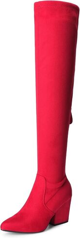 DREAM PAIRS Women's Pointed Toe Thigh High Over the Knee Boots Tall Chunky Blocked Heel Fall Long Fashion Sexy Boots in Saudi Arabia