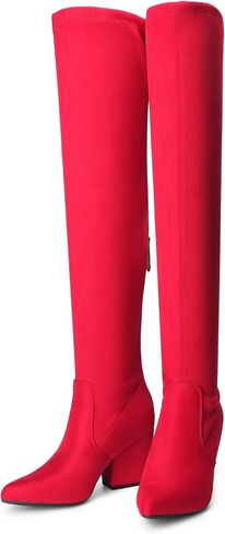 DREAM PAIRS Women's Pointed Toe Thigh High Over the Knee Boots Tall Chunky Blocked Heel Fall Long Fashion Sexy Boots in Saudi Arabia