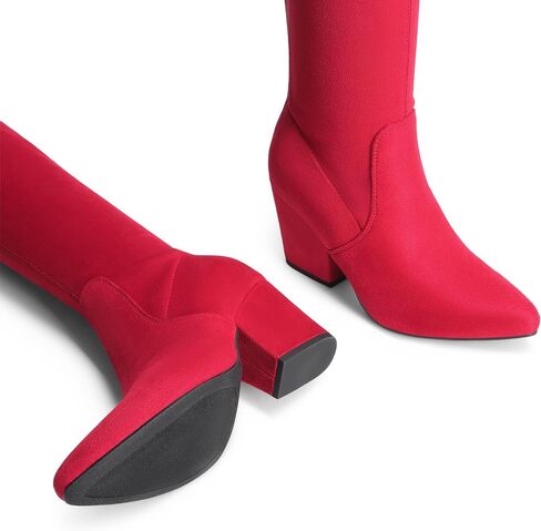 DREAM PAIRS Women's Pointed Toe Thigh High Over the Knee Boots Tall Chunky Blocked Heel Fall Long Fashion Sexy Boots in Saudi Arabia