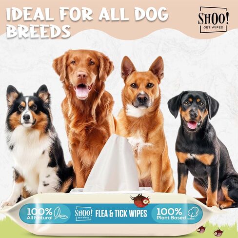 Shoo! Flea & Tick Dog Wipes | 100% All-Natural | Made with Essential Oils | 50 XL Wipes (2 Pack) in Saudi Arabia