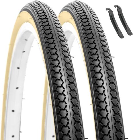 Hycline 26 Inch Bike Tires Set: 2-Pack 26X1 3/8 inch (37-590mm) Folding Replacement Bicycle Tires and Pair 26X1 3/8 Bike Tubes Schrader Valve with Tire Levers for Vintage Urban City Commuter Bike in Saudi Arabia