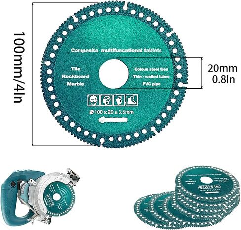 5 Pack 4 Inch Indestructible Disc for Grinder, Ultra Thin Diamond Cutting Discs for Metal Smooth Cutting, Ceramic Tile Chamfering Grinding, Multifunctional Cutting Blade for Various Materials in Saudi Arabia