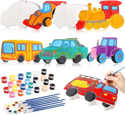 HyDren 8 Pcs Paint Your Own Plaster Stones, Arts and Crafts Painting Kit Outdoor Garden Creative Project DIY Personalized Art Supplies Includes Paints Palette Brushes, Christmas Birthday Gift in Kuwait