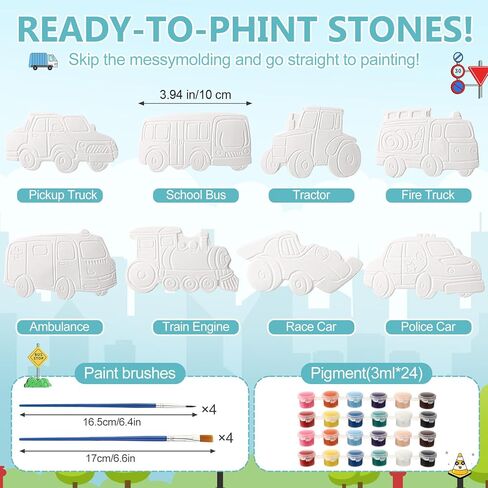 HyDren 8 Pcs Paint Your Own Plaster Stones, Arts and Crafts Painting Kit Outdoor Garden Creative Project DIY Personalized Art Supplies Includes Paints Palette Brushes, Christmas Birthday Gift in Kuwait