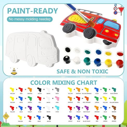 HyDren 8 Pcs Paint Your Own Plaster Stones, Arts and Crafts Painting Kit Outdoor Garden Creative Project DIY Personalized Art Supplies Includes Paints Palette Brushes, Christmas Birthday Gift in Kuwait