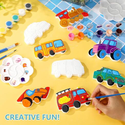 HyDren 8 Pcs Paint Your Own Plaster Stones, Arts and Crafts Painting Kit Outdoor Garden Creative Project DIY Personalized Art Supplies Includes Paints Palette Brushes, Christmas Birthday Gift in Kuwait