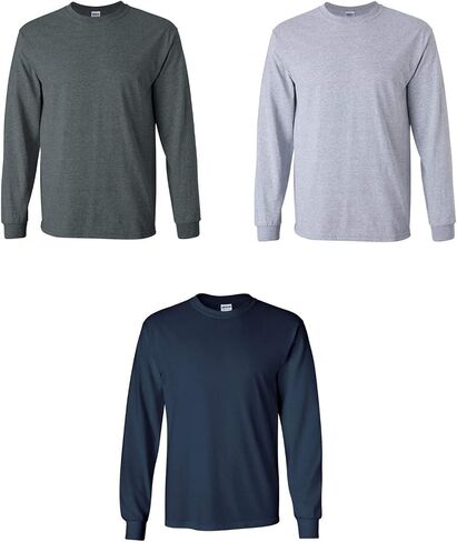 Gildan Men's Ultra Cotton Long Sleeve T-Shirt, Green, XL in Saudi Arabia