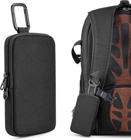 Backpack Strap Pouch Phone Holder Compatible with Cell Phone Under 7.3" x 4.5" x 0.7"(with case), Backpack Shoulder Strap Attachment Bag for Hikers, Travelers, Hunters and Commuters - Black in Kuwait