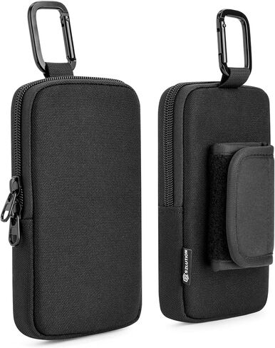 Backpack Strap Pouch Phone Holder Compatible with Cell Phone Under 7.3" x 4.5" x 0.7"(with case), Backpack Shoulder Strap Attachment Bag for Hikers, Travelers, Hunters and Commuters - Black in Kuwait