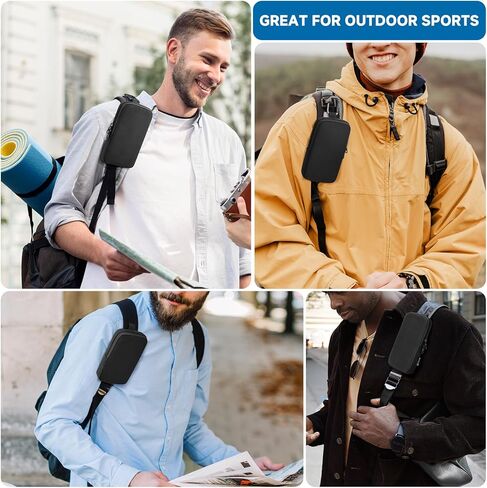 Backpack Strap Pouch Phone Holder Compatible with Cell Phone Under 7.3" x 4.5" x 0.7"(with case), Backpack Shoulder Strap Attachment Bag for Hikers, Travelers, Hunters and Commuters - Black in Kuwait