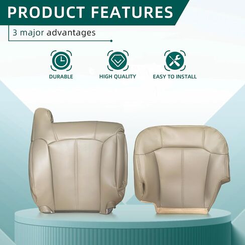 AUTOKAY Driver Passenger Seat Cover & Foam Cushion Tan 522 for GMC Sierra 1500 1999-2002 in Saudi Arabia