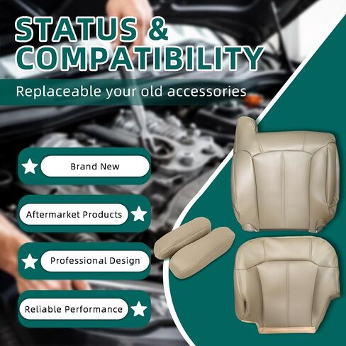 AUTOKAY Driver Passenger Seat Cover & Foam Cushion Tan 522 for GMC Sierra 1500 1999-2002 in Saudi Arabia