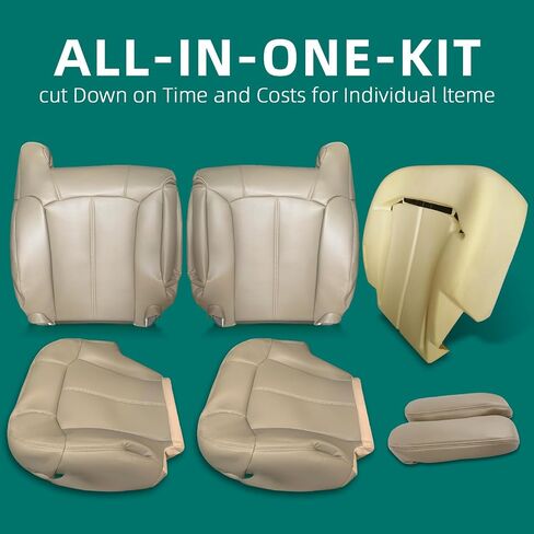 AUTOKAY Driver Passenger Seat Cover & Foam Cushion Tan 522 for GMC Sierra 1500 1999-2002 in Saudi Arabia