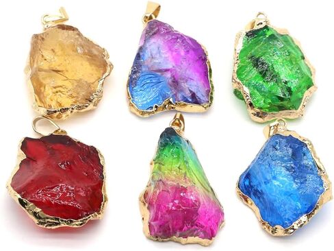 6pcs Natural Crystal Stone Pendant, Chakra Crystal Healing Stone Pendants Charms for Necklace Jewelry Making in Saudi Arabia