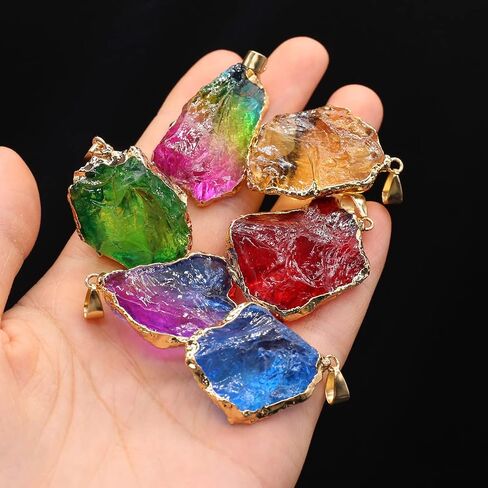 6pcs Natural Crystal Stone Pendant, Chakra Crystal Healing Stone Pendants Charms for Necklace Jewelry Making in Saudi Arabia