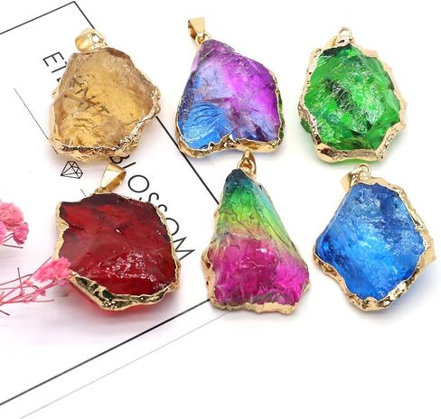 6pcs Natural Crystal Stone Pendant, Chakra Crystal Healing Stone Pendants Charms for Necklace Jewelry Making in Saudi Arabia