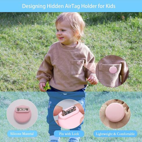 Waterproof AirTag Holder for Kids[Discreet] - 2-Pack Mini Silicone Air Tag Cover with Invisible Pin,GPS Tracker Case for Children, Elderly, Clothes, Backpack, Luggage (Black, Dark Blue) in Saudi Arabia