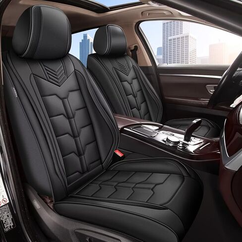Seat Covers Fit for Jeep Cherokee 2014-2023 2024: Full Set Breathable Leather Car Seat Covers - Automotive Interior Seat Cushion Protector (2 Rows 5 Seats, Black) in Kuwait