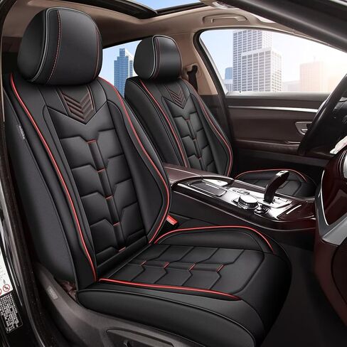 Seat Covers Fit for Jeep Cherokee 2014-2023 2024: Full Set Breathable Leather Car Seat Covers - Automotive Interior Seat Cushion Protector (2 Rows 5 Seats, Black) in Kuwait