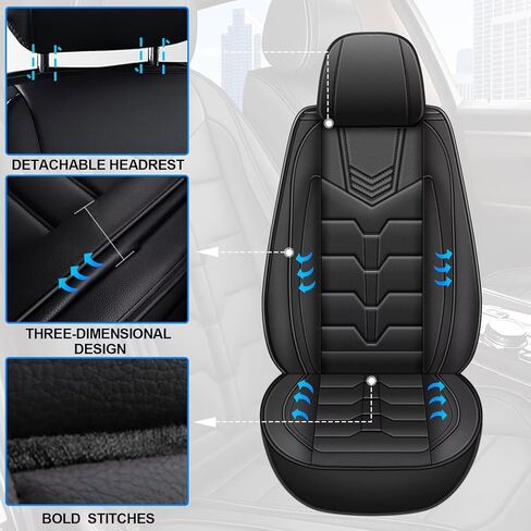 Seat Covers Fit for Jeep Cherokee 2014-2023 2024: Full Set Breathable Leather Car Seat Covers - Automotive Interior Seat Cushion Protector (2 Rows 5 Seats, Black) in Kuwait