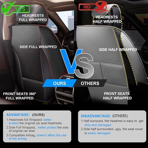 Seat Covers Fit for Jeep Cherokee 2014-2023 2024: Full Set Breathable Leather Car Seat Covers - Automotive Interior Seat Cushion Protector (2 Rows 5 Seats, Black) in Kuwait