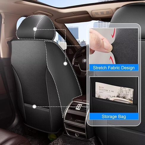 Seat Covers Fit for Jeep Cherokee 2014-2023 2024: Full Set Breathable Leather Car Seat Covers - Automotive Interior Seat Cushion Protector (2 Rows 5 Seats, Black) in Kuwait