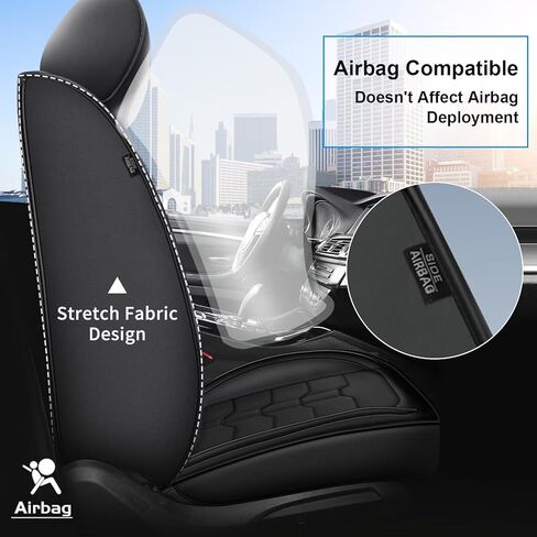 Seat Covers Fit for Jeep Cherokee 2014-2023 2024: Full Set Breathable Leather Car Seat Covers - Automotive Interior Seat Cushion Protector (2 Rows 5 Seats, Black) in Kuwait
