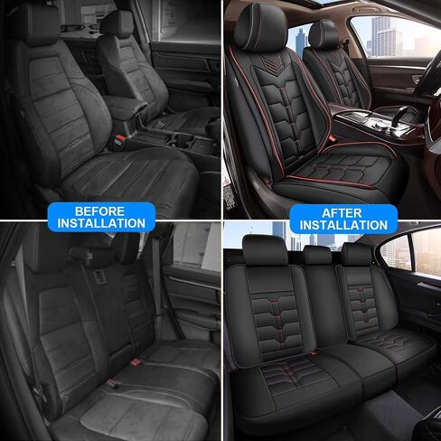 Seat Covers Fit for Jeep Cherokee 2014-2023 2024: Full Set Breathable Leather Car Seat Covers - Automotive Interior Seat Cushion Protector (2 Rows 5 Seats, Black) in Kuwait
