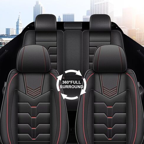 Seat Covers Fit for Jeep Cherokee 2014-2023 2024: Full Set Breathable Leather Car Seat Covers - Automotive Interior Seat Cushion Protector (2 Rows 5 Seats, Black) in Kuwait