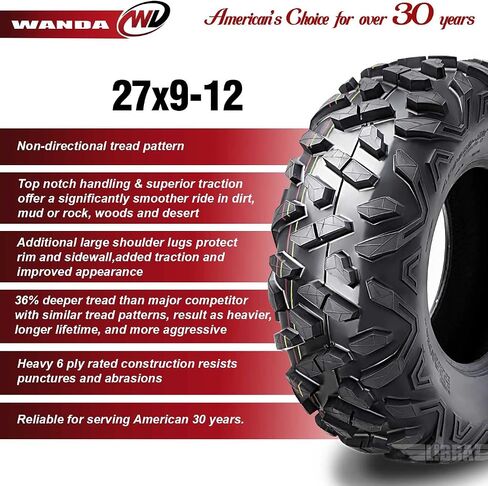 WANDA ATV/UTV Tires 27x9-12 27x9x12 6PR Bighorn Style Set 2-10379 in Saudi Arabia