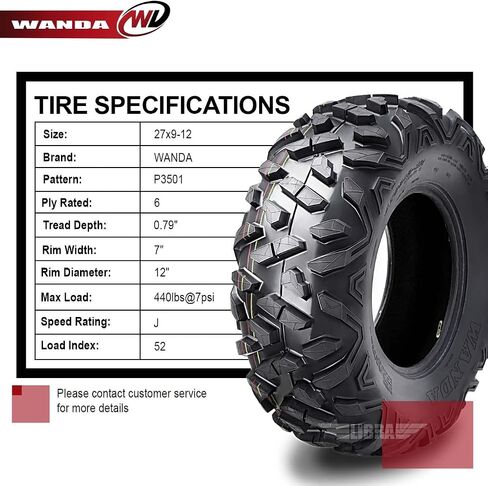 WANDA ATV/UTV Tires 27x9-12 27x9x12 6PR Bighorn Style Set 2-10379 in Saudi Arabia