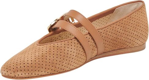 UBWDU SUEDE MARY JANE FLATS للنساء مثقبة مستديرة إصبع القدم شقق الباليه مريحة أحذية راقصة الباليه مع حزام مزدوج الإبزيم in Kuwait