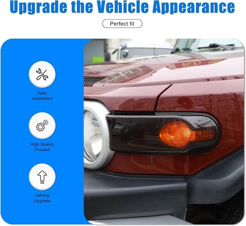 2PCS Front Fog Lamps Smoked Tint Light Covers for Toyota FJ Cruiser 2007-2021, ABS Material Car Lights Guard Cover Trim Exterior Accessories, Transparent Gray in Saudi Arabia