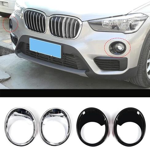 Fit for BMW X1 F48 2016-2019,Car Fog Light Cover,ABS Front Fog Light Frame Lamp Ring Cover Trim,Car Exterior Accessories, Black in Saudi Arabia