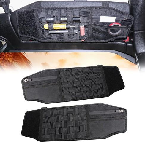 Bestaoo 2 Packs Car Sun Visor Organizer متوافق مع Jeep Wrangler 2012-2017 Car Driver's & Passenger's Sun Sun Visor Fabric Auto Auto Interior Exclody With Multi Pocket in Saudi Arabia