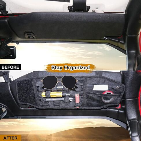 Bestaoo 2 Packs Car Sun Visor Organizer متوافق مع Jeep Wrangler 2012-2017 Car Driver's & Passenger's Sun Sun Visor Fabric Auto Auto Interior Exclody With Multi Pocket in Saudi Arabia