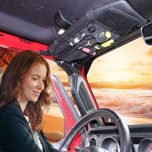 Bestaoo 2 Packs Car Sun Visor Organizer متوافق مع Jeep Wrangler 2012-2017 Car Driver's & Passenger's Sun Sun Visor Fabric Auto Auto Interior Exclody With Multi Pocket in Saudi Arabia