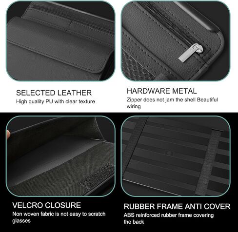1 PC Car Car Sun Visor منظم ، مقصورات تخزين متعددة الجيبات ، حامل نظارات شمسية مقاومة للخدش المقاومة للماء ، منظم الوثيقة ، Fit Universal for Suv Truck Van (Black) in Saudi Arabia