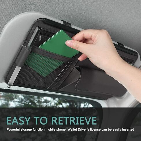 1 PC Car Car Sun Visor منظم ، مقصورات تخزين متعددة الجيبات ، حامل نظارات شمسية مقاومة للخدش المقاومة للماء ، منظم الوثيقة ، Fit Universal for Suv Truck Van (Black) in Saudi Arabia