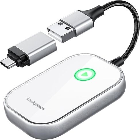 Luckymore Wireless Carplay Adapter, Converts Wired to Wireless Carplay Dongle for Wireless Control Plug & Play Carplay Fit for Cars from 2017 & for Apple iPhone iOS 10+ Blue in Saudi Arabia