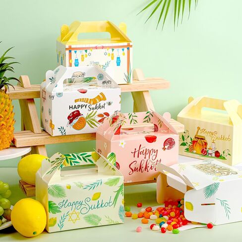 48 Pack Foil Purim Gift Joxes Burim Treats for Hamantashen Cookies Bulk Happy Purrim Party Forms for Mom ، Dad and Friends 3 Colored 6 "× 4 × 4" سهلة تجميع كرتون Gabled in Kuwait