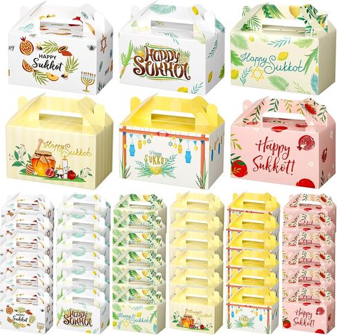 48 Pack Foil Purim Gift Joxes Burim Treats for Hamantashen Cookies Bulk Happy Purrim Party Forms for Mom ، Dad and Friends 3 Colored 6 "× 4 × 4" سهلة تجميع كرتون Gabled in Kuwait