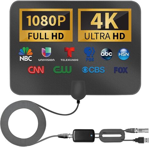 Antenna for Smart TV, TV Antenna Indoor 1000 Miles Range Support 4K 1080p Fire tv Stick and All Older TV's Indoor Smart Switch Amplifier Signal Booster with Coax HDTV Cable 18ft in Saudi Arabia